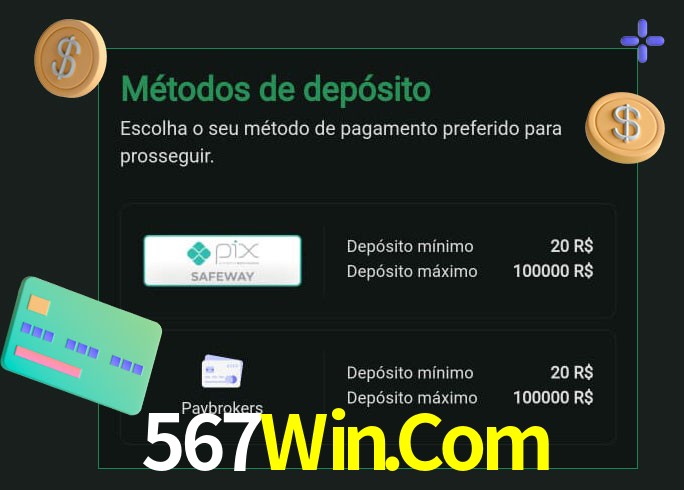 O cassino 567Win.Com oferece uma grande variedade de métodos de pagamento